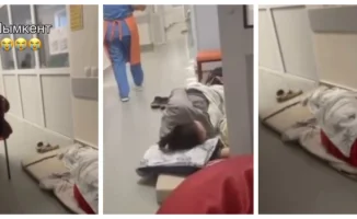 Пациенты в коридорах инфекционной больницы Шымкента: видео