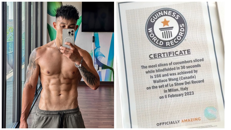 Канадский бодибилдер Уоллес Вонг установил 12 рекордов Гиннесса по нарезке грибов
