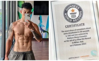 Канадский бодибилдер Уоллес Вонг установил 12 рекордов Гиннесса по нарезке грибов
