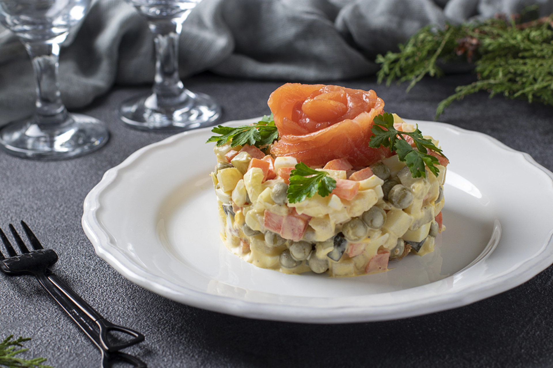 Оливье с семгой рецепт