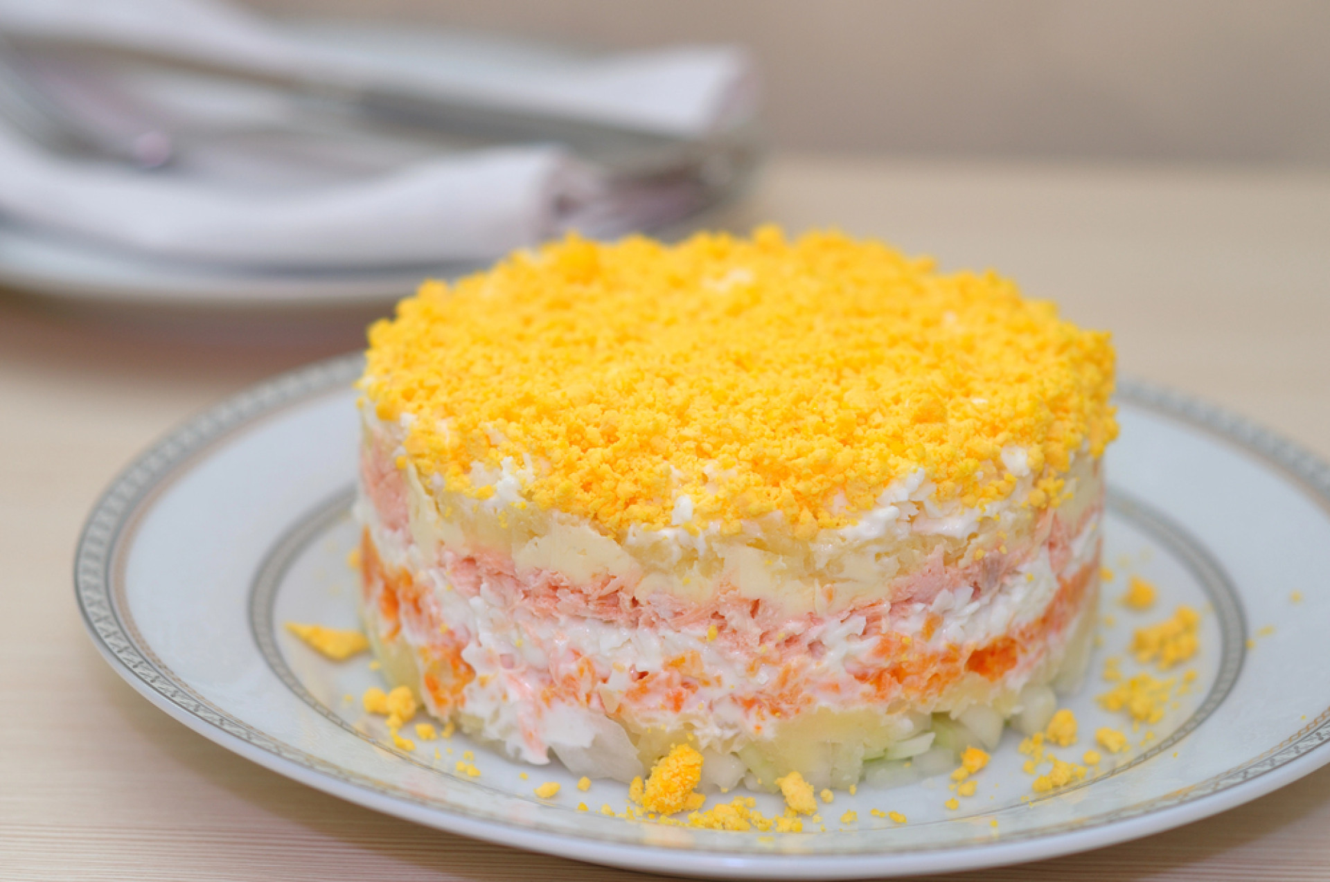 "Мимоза" с лососем и сыром рецепт