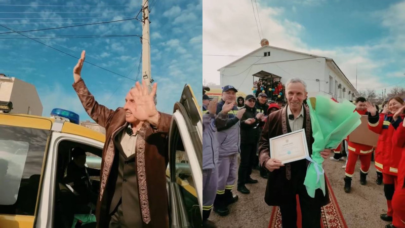 В Атырау провожают на пенсию водителя скорой, отдавшего 45 лет службе обществу